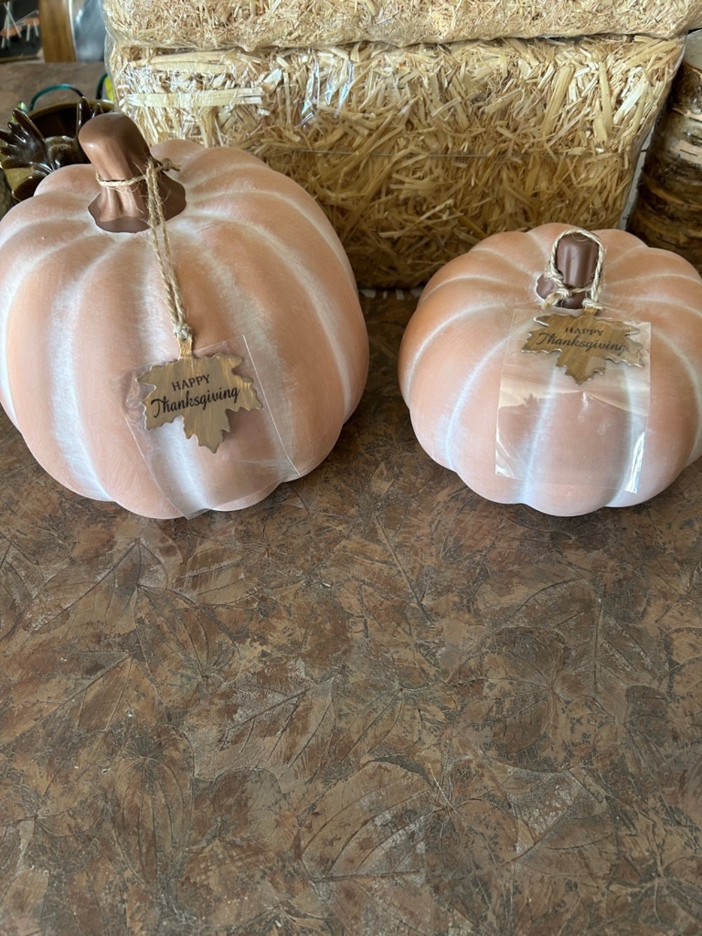 Terra Cotta Set of Two Accent Pumpkins